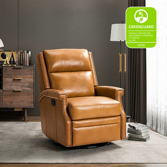 Canace Modern Genuine Leather Manual Glider Rocker Recliner