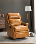 Canace Modern Genuine Leather Manual Glider Rocker Recliner