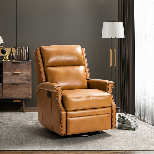 Canace Modern Genuine Leather Manual Glider Rocker Recliner