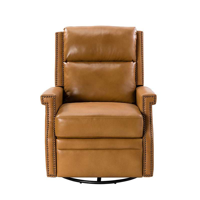 Canace Modern Genuine Leather Manual Glider Rocker Recliner