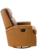 Canace Modern Genuine Leather Manual Glider Rocker Recliner