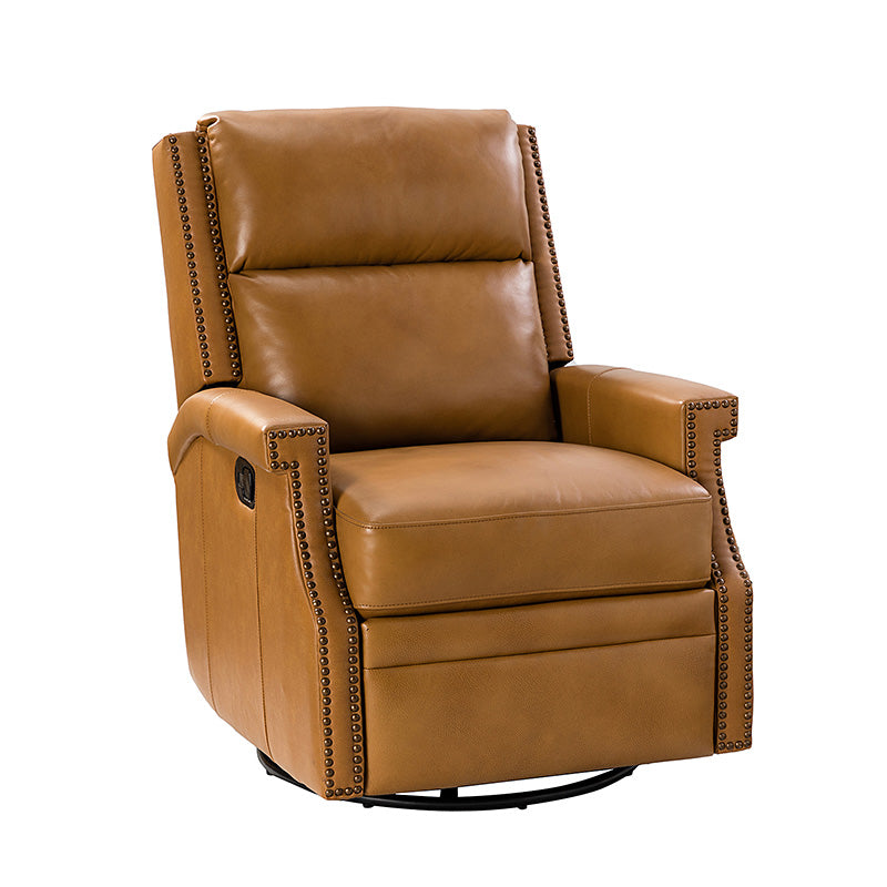 Canace Modern Genuine Leather Manual Glider Rocker Recliner