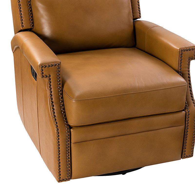 Canace Modern Genuine Leather Manual Glider Rocker Recliner