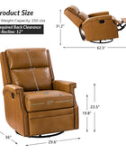 Canace Modern Genuine Leather Manual Glider Rocker Recliner