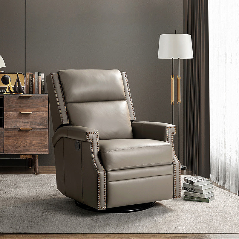 Canace Modern Genuine Leather Manual Glider Rocker Recliner