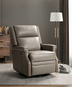 Canace Modern Genuine Leather Manual Glider Rocker Recliner