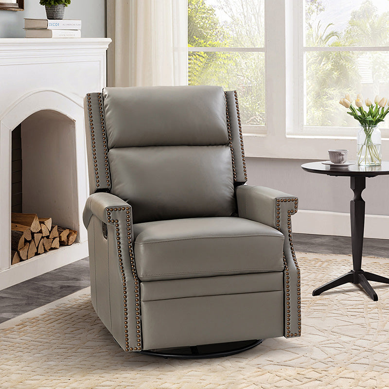 Canace Modern Genuine Leather Manual Glider Rocker Recliner