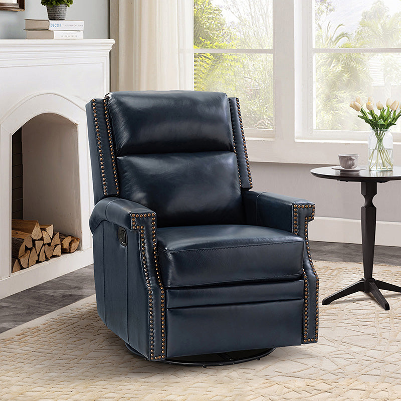 Canace Modern Genuine Leather Manual Glider Rocker Recliner