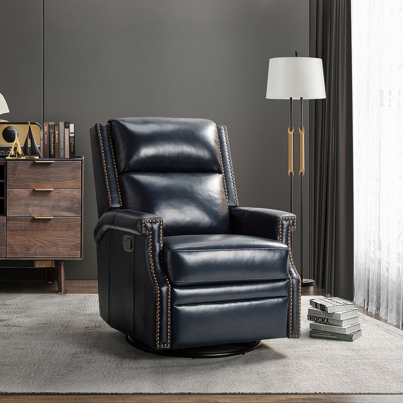 Canace Modern Genuine Leather Manual Glider Rocker Recliner