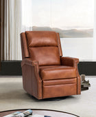 Canace Modern Genuine Leather Manual Glider Rocker Recliner