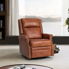 Canace Modern Genuine Leather Manual Glider Rocker Recliner