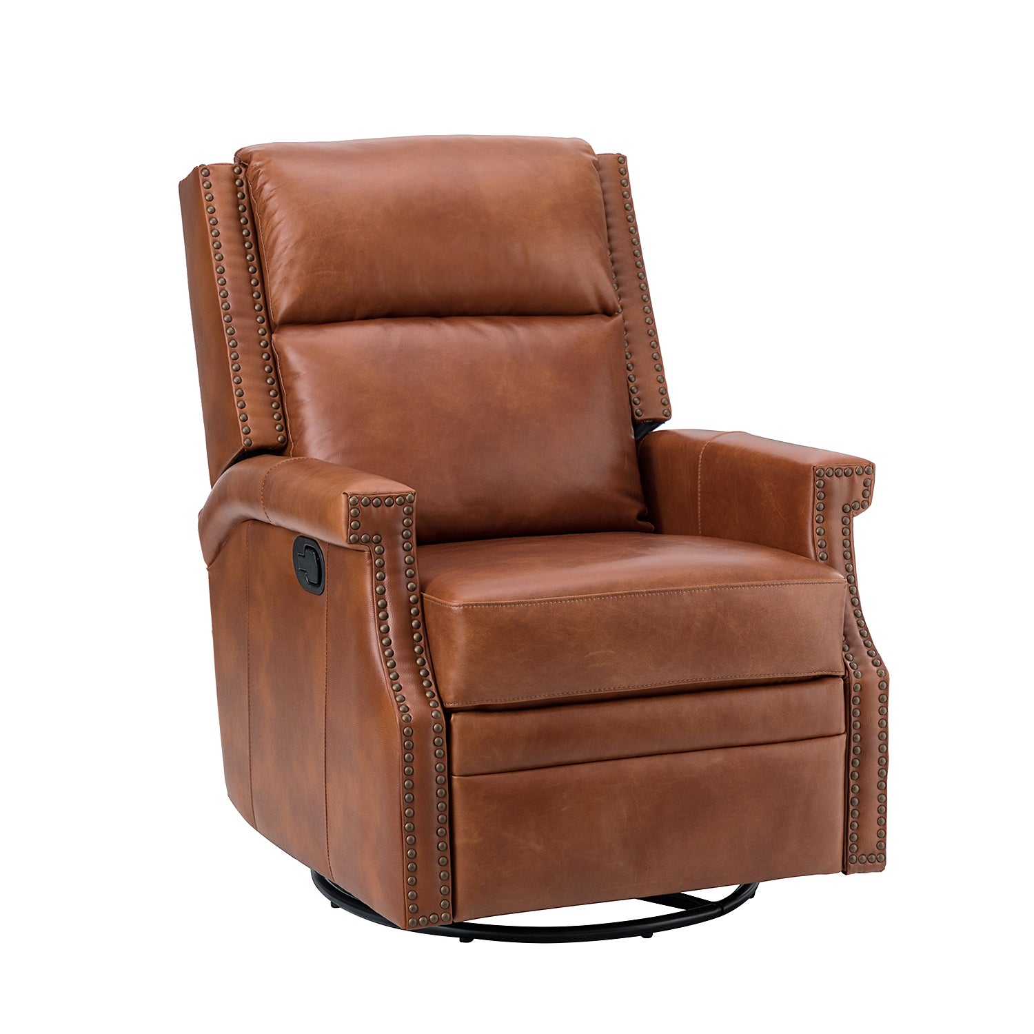 Canace Modern Genuine Leather Manual Glider Rocker Recliner