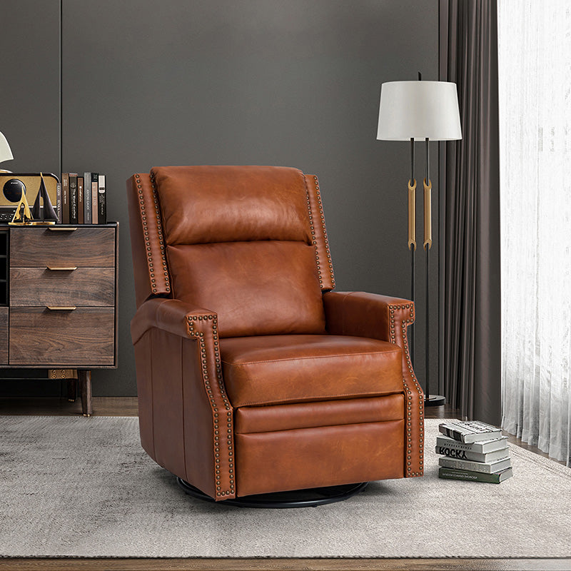 Canace Modern Genuine Leather Manual Glider Rocker Recliner