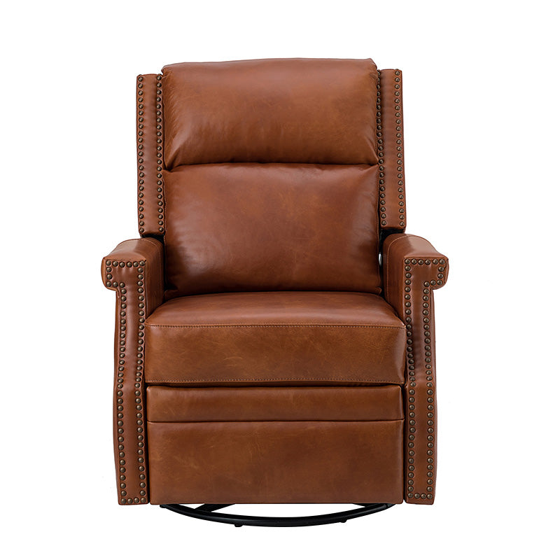 Canace Modern Genuine Leather Manual Glider Rocker Recliner