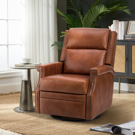 Canace Modern Genuine Leather Manual Glider Rocker Recliner