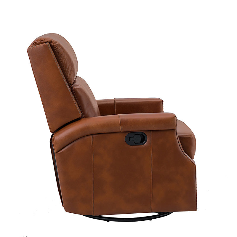 Canace Modern Genuine Leather Manual Glider Rocker Recliner