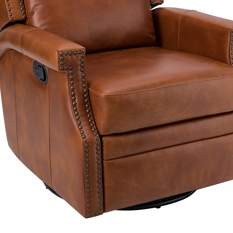 Canace Modern Genuine Leather Manual Glider Rocker Recliner