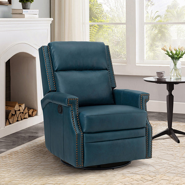 Canace Modern Genuine Leather Manual Glider Rocker Recliner