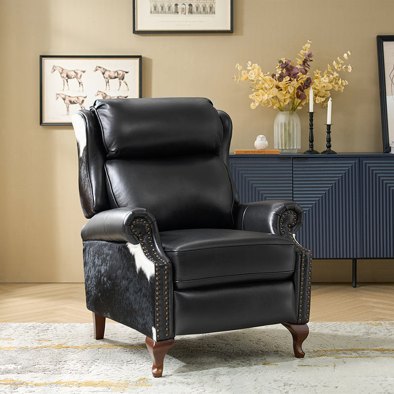 Paulo Traditional Genuine Leather Manual Recliner with Nailed Trim