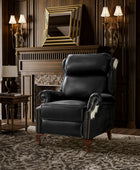 Paulo Traditional Genuine Leather Manual Recliner with Nailed Trim