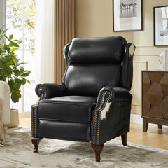 Paulo Traditional Genuine Leather Manual Recliner with Nailed Trim