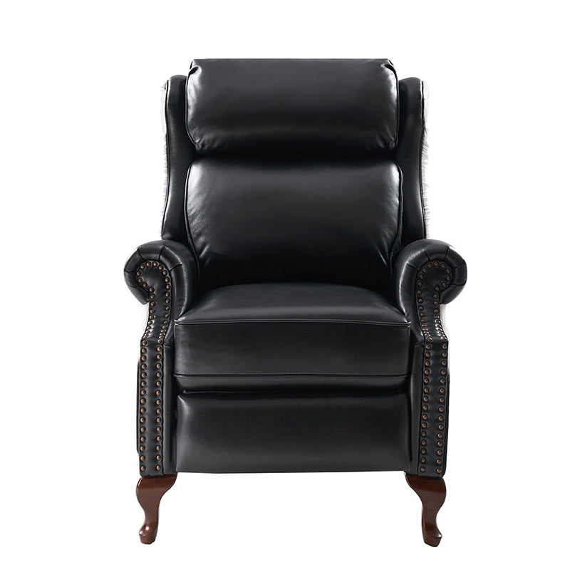 Paulo Traditional Genuine Leather Manual Recliner with Nailed Trim