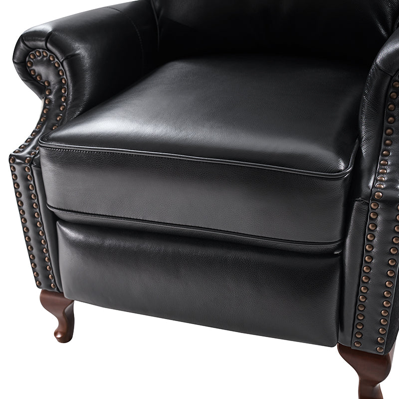 Paulo Traditional Genuine Leather Manual Recliner with Nailed Trim