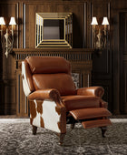 Paulo Traditional Genuine Leather Manual Recliner with Nailed Trim