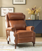 Paulo Traditional Genuine Leather Manual Recliner with Nailed Trim