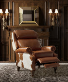 Paulo Traditional Genuine Leather Manual Recliner with Nailed Trim