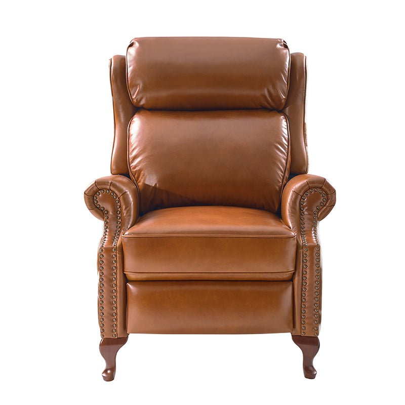 Paulo Traditional Genuine Leather Manual Recliner with Nailed Trim