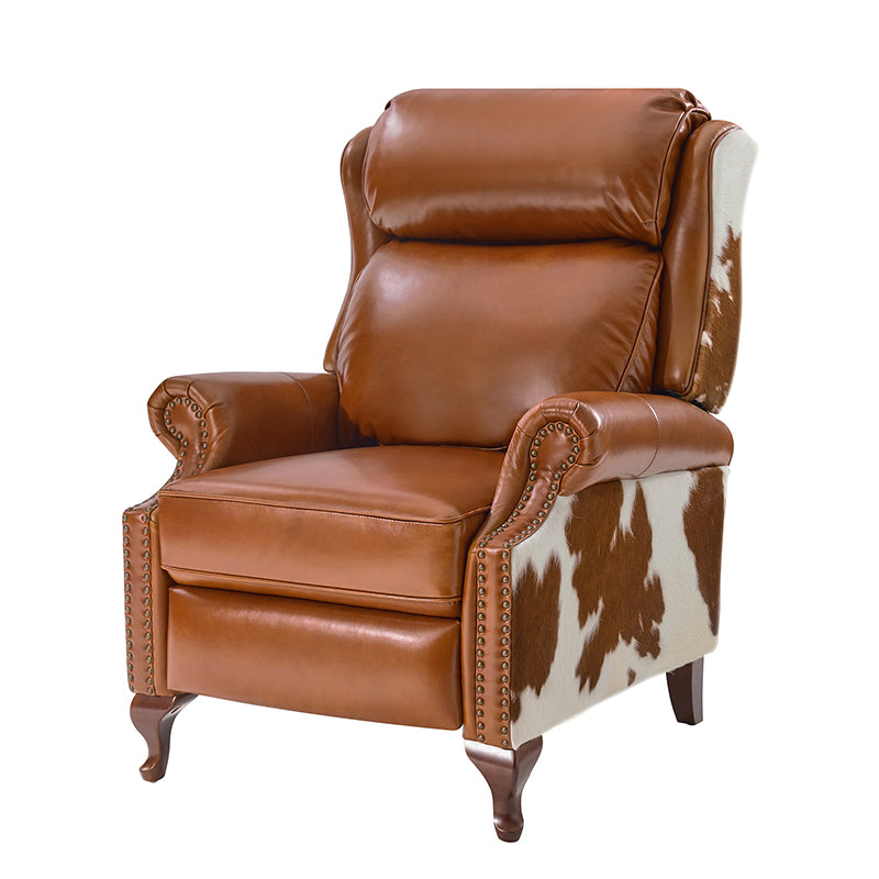 Paulo Traditional Genuine Leather Manual Recliner with Nailed Trim