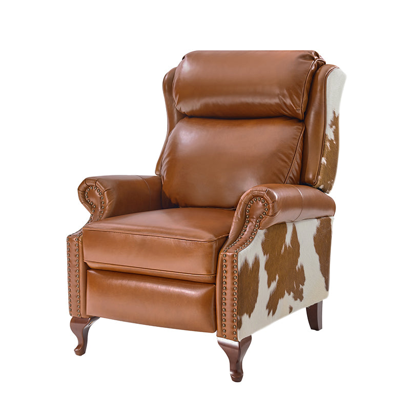 Paulo Traditional Genuine Leather Manual Recliner with Nailed Trim