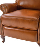 Paulo Traditional Genuine Leather Manual Recliner with Nailed Trim