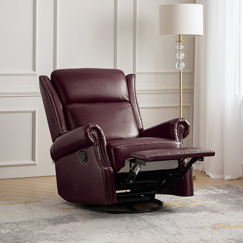 Martina Genuine Leather Manual Swivel Glider Recliner