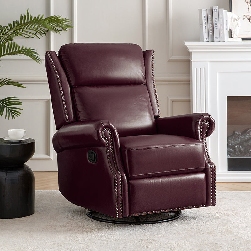 Martina Genuine Leather Manual Swivel Glider Recliner