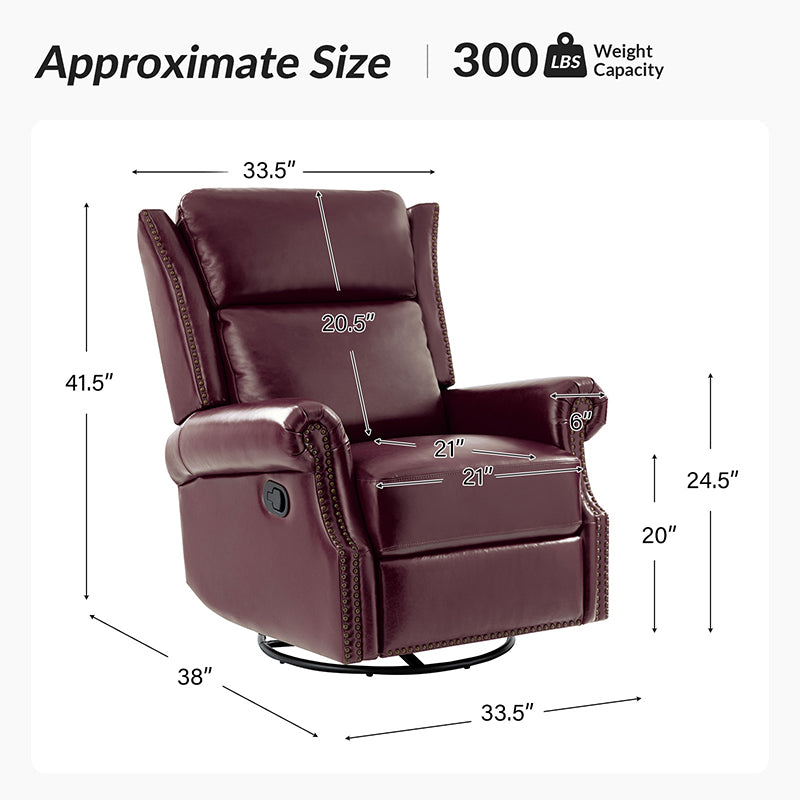 Martina Genuine Leather Manual Swivel Glider Recliner