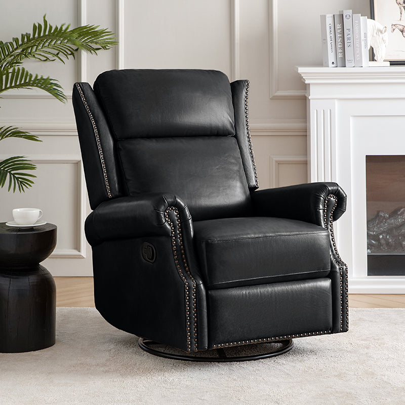 Martina Genuine Leather Manual Swivel Glider Recliner