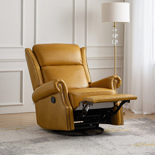 Martina Genuine Leather Manual Swivel Glider Recliner