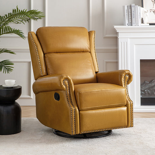 Martina Genuine Leather Manual Swivel Glider Recliner