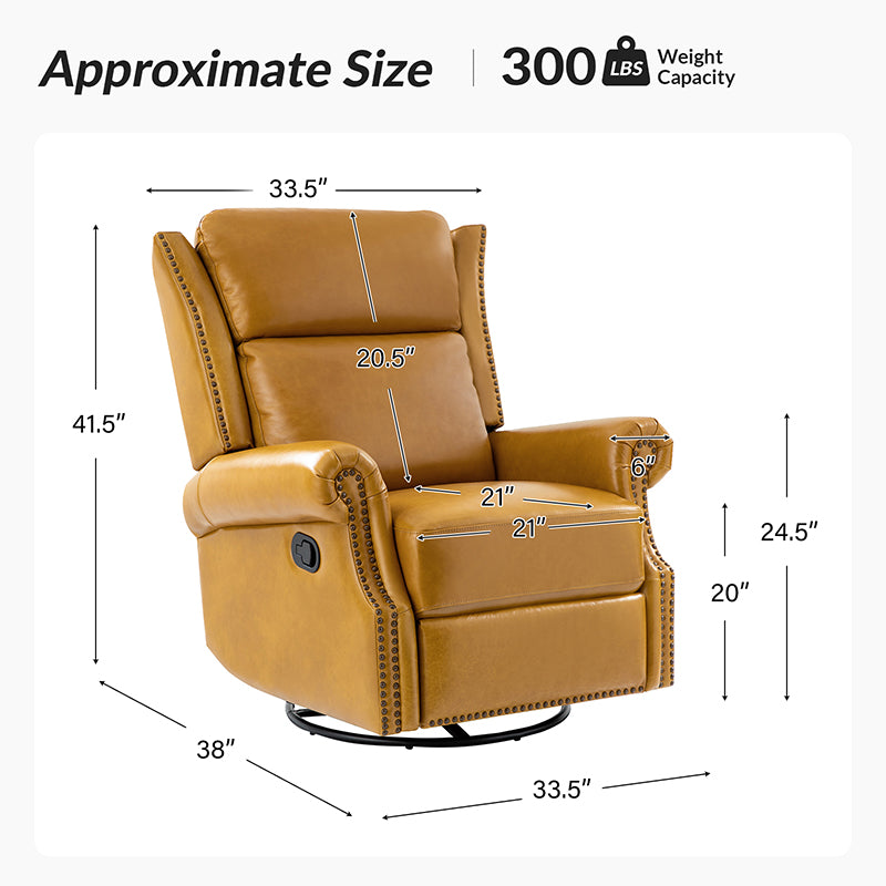 Martina Genuine Leather Manual Swivel Glider Recliner