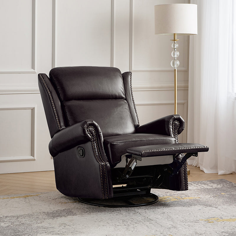 Martina Genuine Leather Manual Swivel Glider Recliner