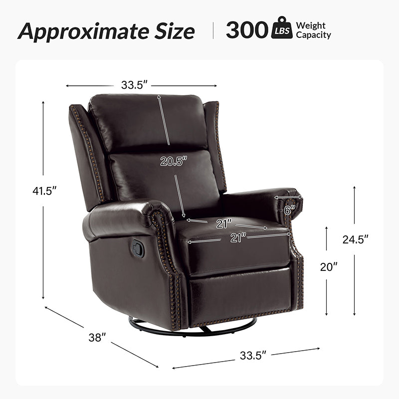 Martina Genuine Leather Manual Swivel Glider Recliner