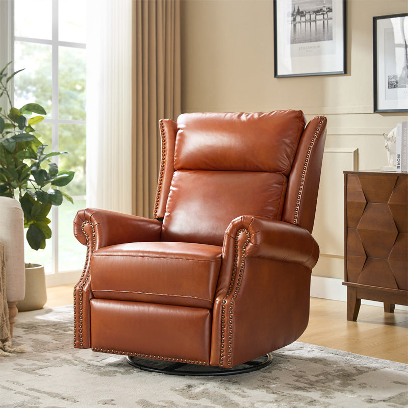 Martina Genuine Leather Manual Swivel Glider Recliner