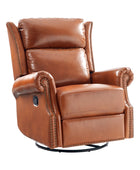 Martina Genuine Leather Manual Swivel Glider Recliner