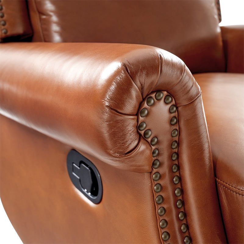 Martina Genuine Leather Manual Swivel Glider Recliner