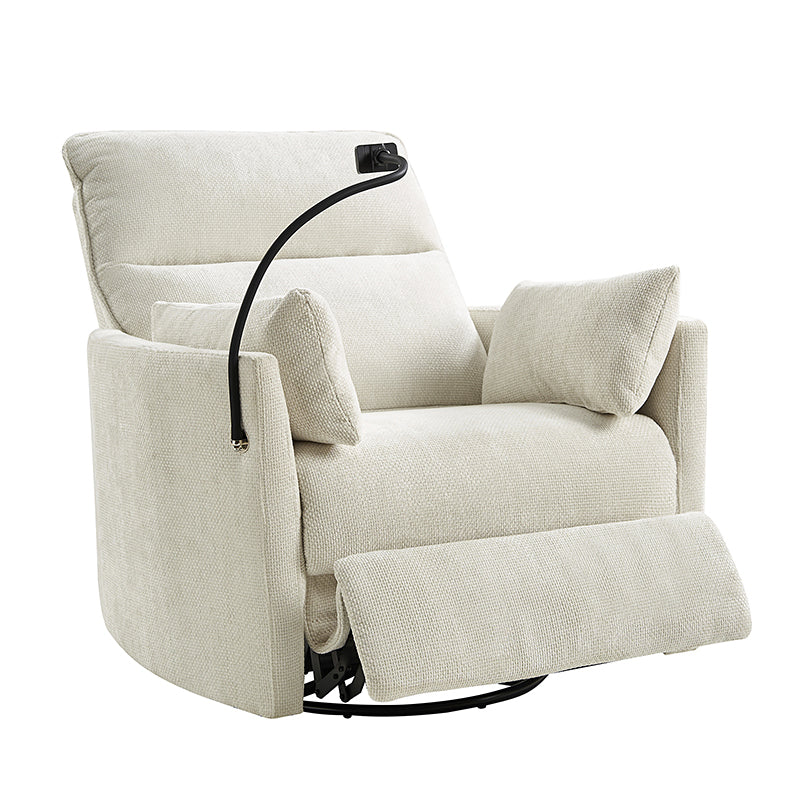 Hulala Home Arthur 38 Power Rocking Swivel Nursery Recliner with USB Ivory