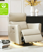 Mark Modern Faux Leather Electronic Power Swivel Recliner with Marker Lamp