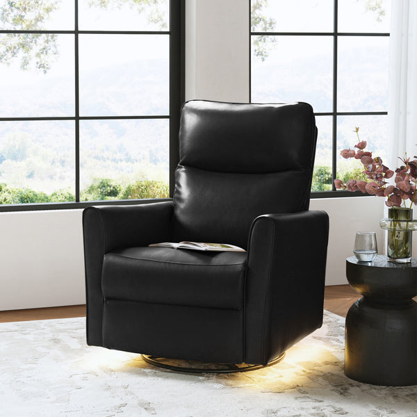 Mark Modern Faux Leather Electronic Power Swivel Recliner with Marker Lamp