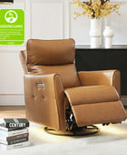 Mark Modern Faux Leather Electronic Power Swivel Recliner with Marker Lamp